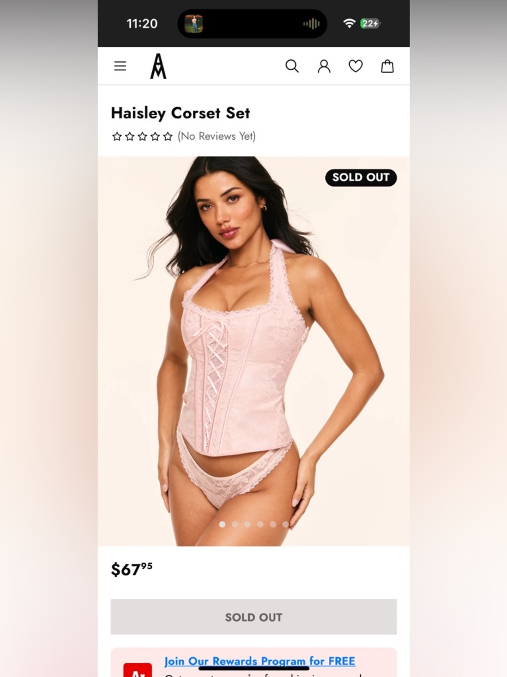Adore Me Light Pink Lace Halter Corset